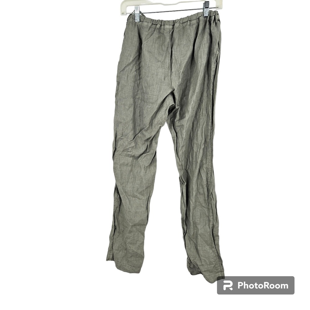 CP Shades Pants Olive Green Linen Drawstring Straight Leg Pull On Trouser Size M - Picture 5 of 5